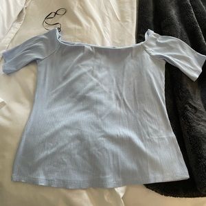 Off the shoulder blue top